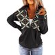 thumbnail image 4 of Moda mujer manga larga otoño impresión cremallera blusa sudaderas jerseys camisas Tops Fridja  fhghd2579, 4 of 7