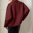 thumbnail image 4 of Womens Cropped Wool Blend Coats Fashion Single Breasted Long Sleeve Short Jacket Peacoat Fall Winter Outwear Overcoat, 4 of 5