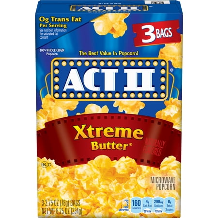 (2 pack) (2 Pack) ACT II Microwave Popcorn, Xtreme Butter, 3-Count