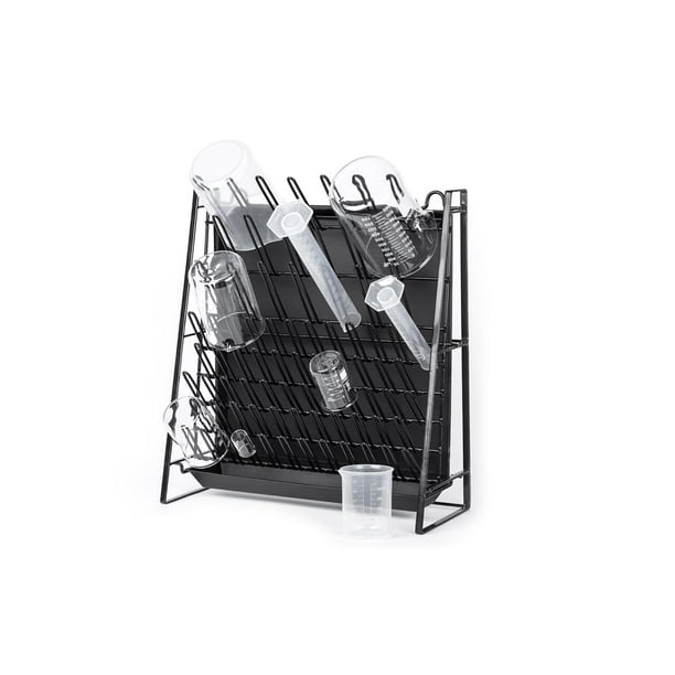 Estante de secado para cristalería y botellas de laboratorio, soporte para secadora de drenaje de laboratorio para encimera, marco de alambre de acero que ahorra espacio, estación para