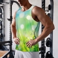 thumbnail image 5 of Fotbe green grass and butterfly Pattern Men's Quick Dry Workout Tank Top Gym Muscle Tee Fitness Bodybuilding Sleeveless T Shirt Breathable Workout Shirt-4X-Large, 5 of 7