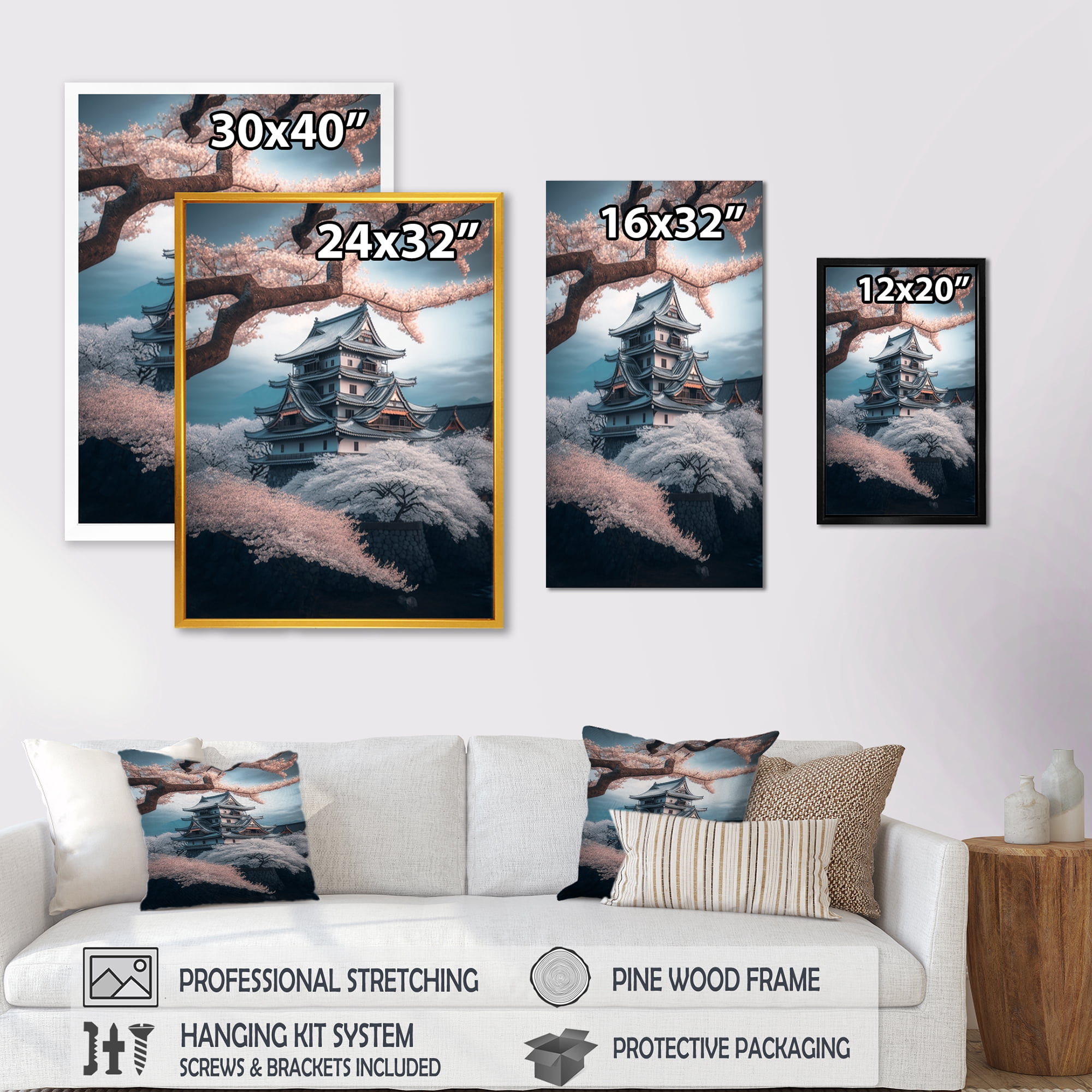 Designart Cherry Blossums In The City V Canvas Wall Art