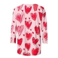 thumbnail image 4 of TrendVibe365 Pink Womens Tops 3/4 Sleeve T Shirt Valentines Day Clothes Plus Size Round Neck Polyester Casual Love Heart Printed Lover Gift Blouse Tops for Valentines Gifts S, 4 of 5
