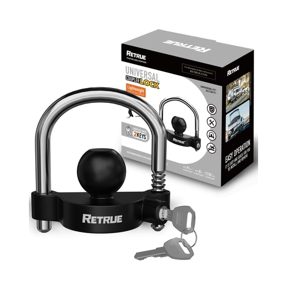 Universal Coupler Lock Trailer Locks Ball Hitch Trailer Hitch Lock Adjustable Security Heavy-Duty Steel Fits 1-7/8 Inch, 2 Inch, 2-5/16 Inch Couplers, Yellow