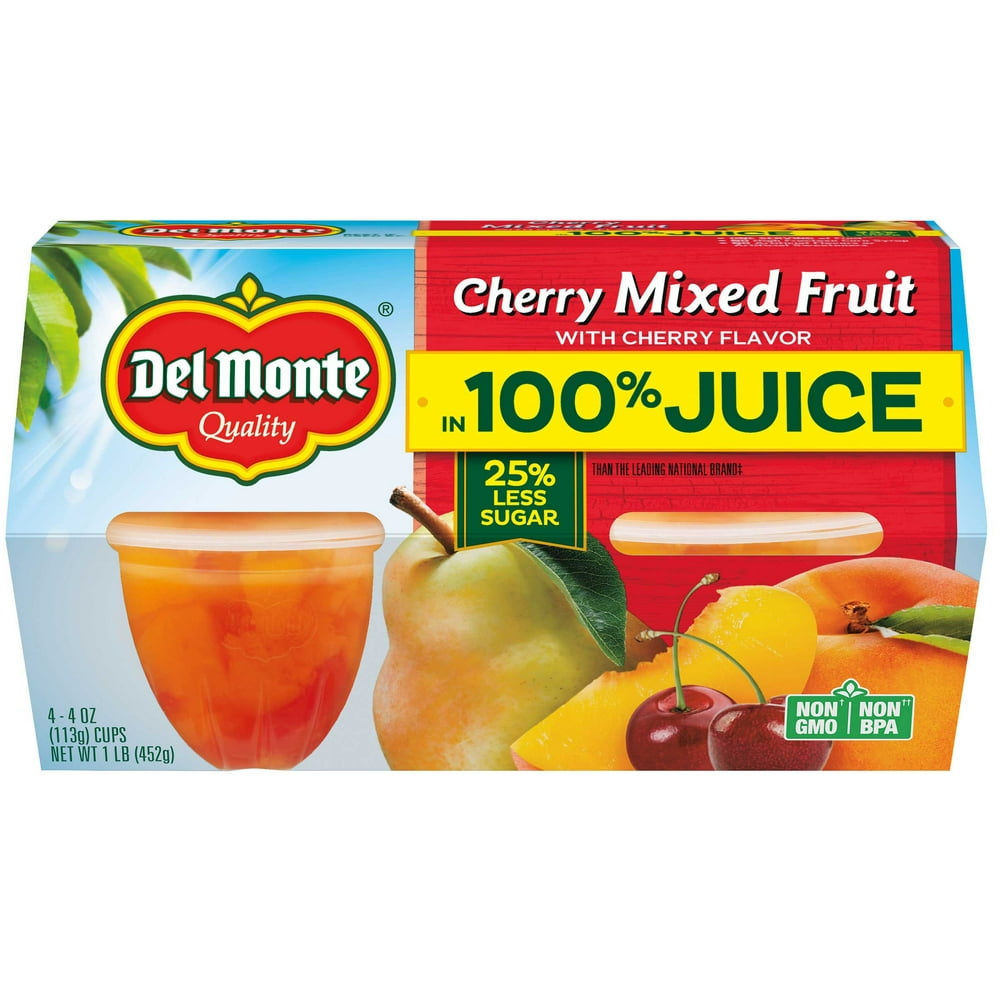 Del Monte Mixed Fruit with Cherry Flavor in Juice, 4 Ounce Plastic Cup