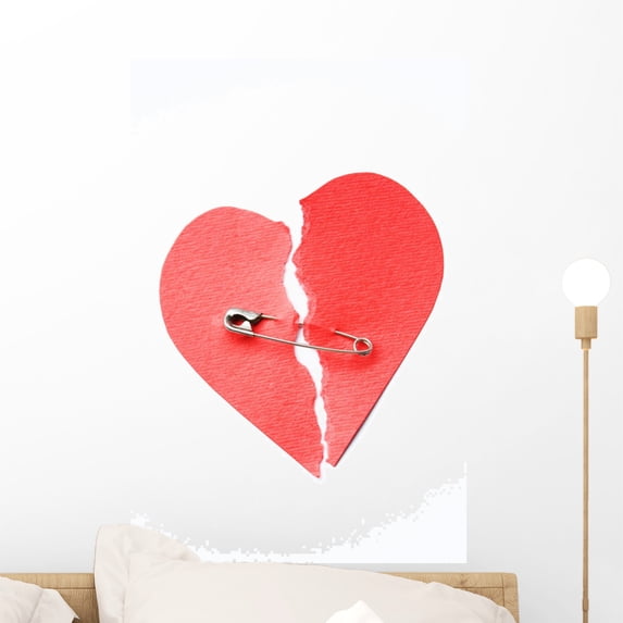 Red Paper Heart Joined Wall Decal Sticker, Wallmonkeys Peel & Stick Vinyl Graphic (18 in H x 17 in W