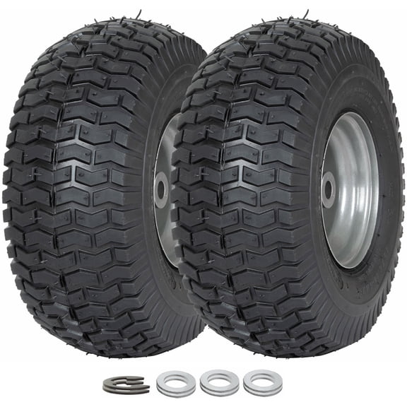 WEIZE 15x6.00-6 4Ply Lawn Mower Front Tire 15x6-6 Riding Zero Turn Tractor Garden Mowers Turf Tires Fits John Deere x300 100 Series, Set Of 2