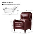 thumbnail image 2 of Genuine Leather Push Back Recliner Chair Set of 2 with Adjustable Backrest & Footrest for Bedroom Burgudy, 2 of 10