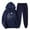 Navy, variant on JURANMO Fashion 2 Piece Sets for Women Casual Lightweight Hoodie Sweatsuit Cute Print Hooded Pullover Tops with Kangaroo Pocket Sweatpant Two Piece Matching Outfits Beige XXL
