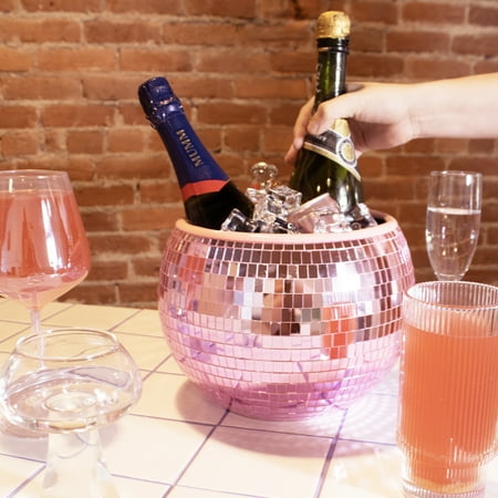 NPW Pink Disco Ball Ice Bucket - Last Disco Bachelorette Party Decorations  Disco Ball Mirrored Champagne Bucket Disco Ball Decorations Bar Cart Accessories