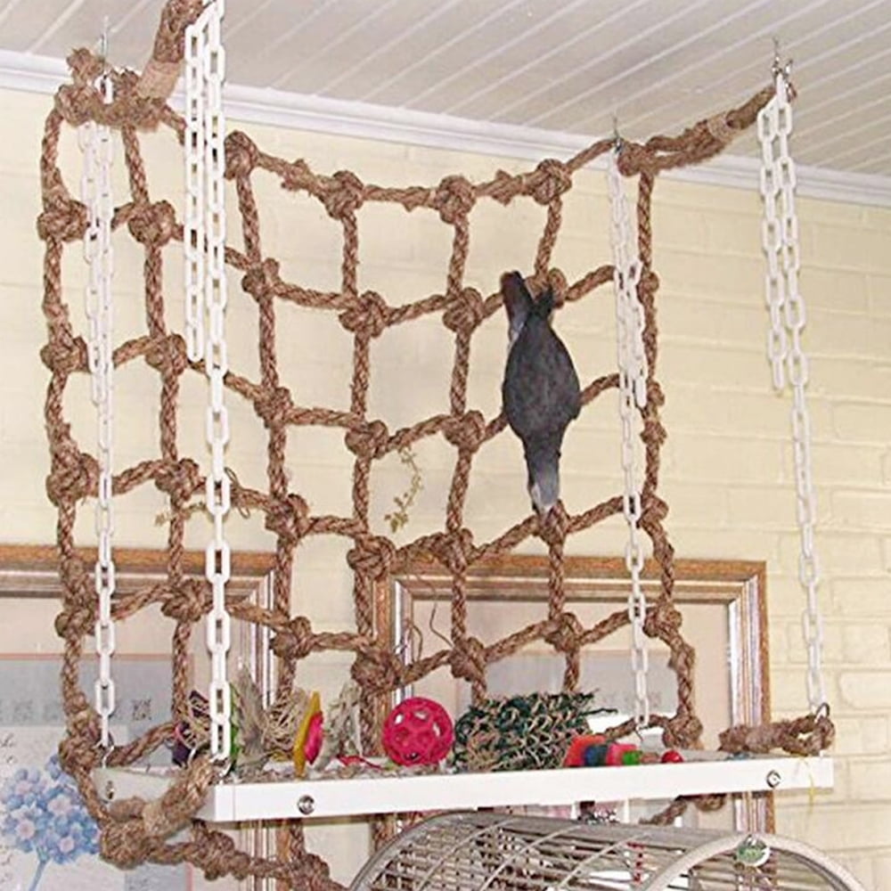 Rat Hanging Bed Hammock Swing Ladder Bird Climbing Rope Ladder Eco-Friendly 100% Organic Cotton Small Animal Habitat Decor. Sturdy Rope Bridge Ferret Cotton Rope Net YIHIHI Pet Climbing Rope Net 