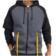 thumbnail image 2 of HOMADLES Mens Hoodie Jacket Zip Casual Athletic Long Sleeve Hood for Men Cardigan Hoode Solid Hooded Sweatshirts Gray S, 2 of 4