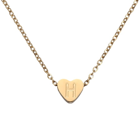 Initial Heart Necklace for Women, 18K Gold Plated Stainless Steel Chain Dainty Personalized Name Letter H Pendant Necklaces for Woman Jewelry Gifts, Gold Tone