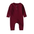 thumbnail image 3 of Baby Boys Girls Crewneck Jumpsuits for Newborn Solid Color Long Sleeve Romper Bodysuit Spring Fall Onesies Pajamas 0-18M, 3 of 8