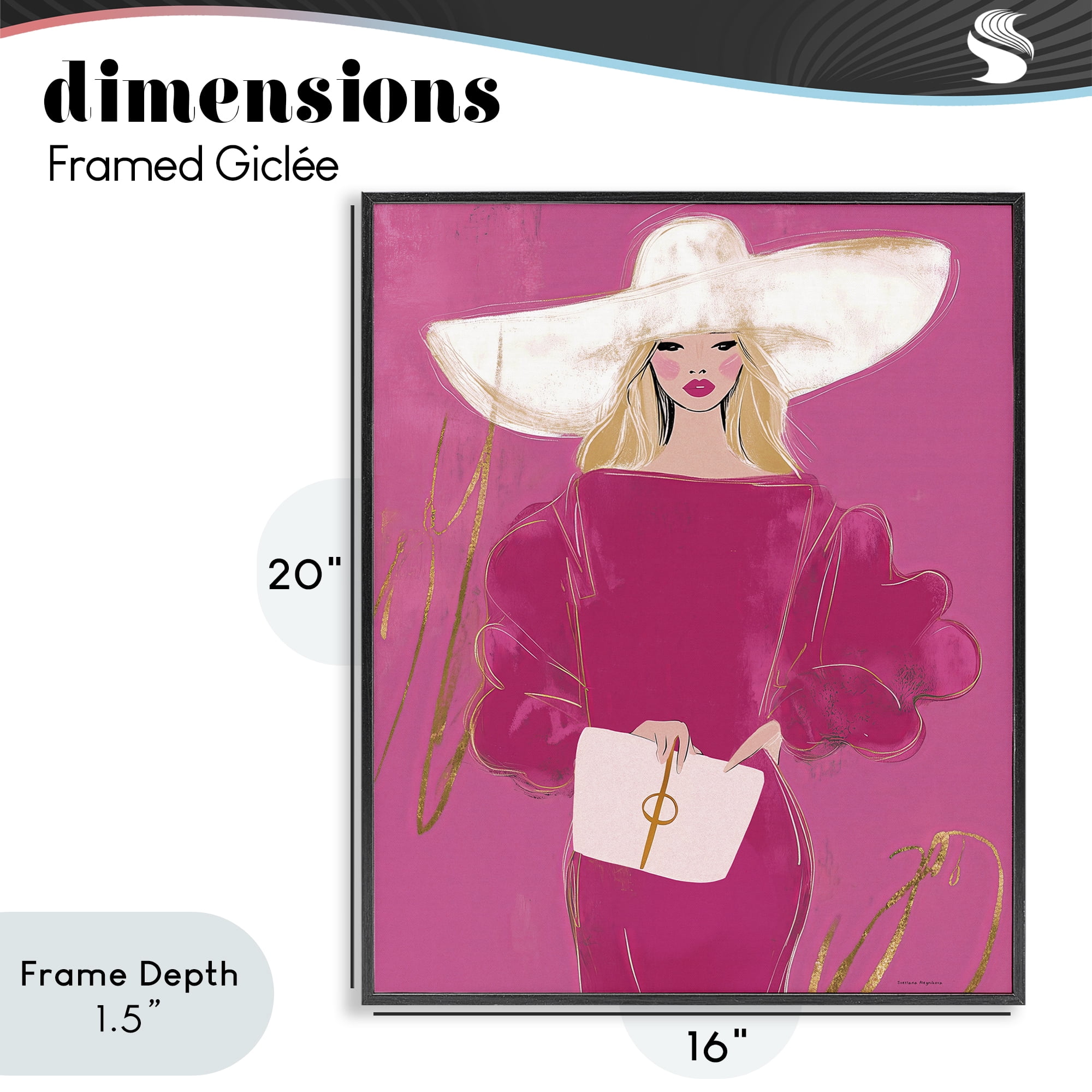 Stupell Industries Lady In Pink with Hat Black Framed Giclee Art, design by Svetlana Aleynikova