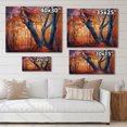 thumbnail image 4 of Designart 'Abstract Blue Silhouettes Of Trees In Orange Autumn Forest' Farmhouse Print on Natural Pine Wood, 4 of 5