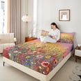 thumbnail image 4 of Manfei Spring Graden 4-Piece Full Size Sheets for Boys Girls,Abstract Gradient Bed Sheets,Botanical Plants Lightweight Sheet Sets,Lightweight Room Decor, 4 of 7