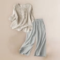 thumbnail image 2 of LEKODE 2 Piece Sets for Women Summer Linen Short Sets for Women Matching Sets Women Clothing Beach Sets for Women 2 Piece Pants Set for Women Summer Beige 3xl, 2 of 9