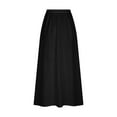 thumbnail image 5 of Fjofpr Womens Dresses Plus Size Women's Printed Elastic Waistband Pleated Pocket Skirt With Mid Calf Skirt Black S, 5 of 5
