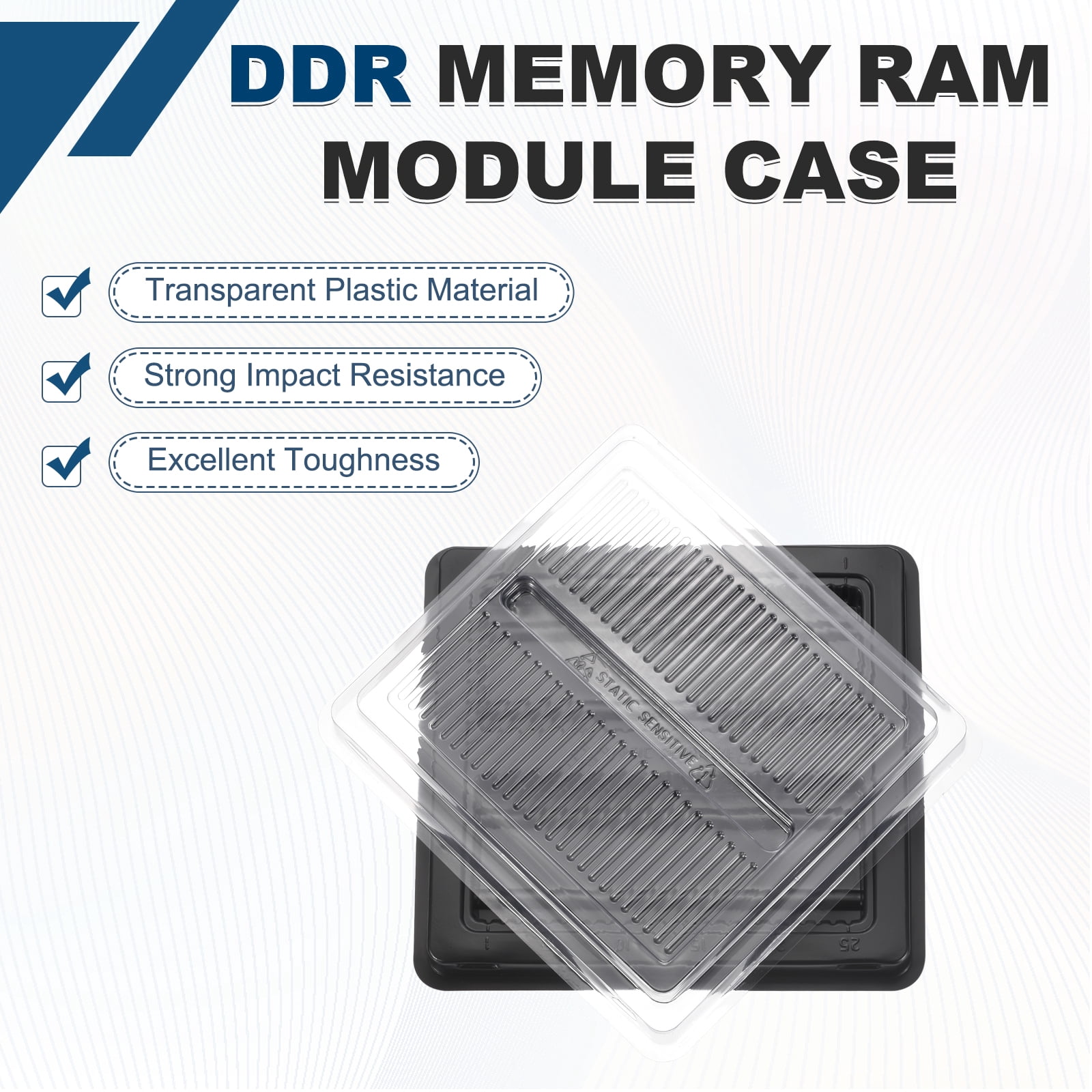 Uxcell 4Pcs DIMM Desktop DRR3 Memory RAM Module Package Tray with Cover - Plastic Clamshell Antistatic Tray Transparent Packaging Container for Desktop