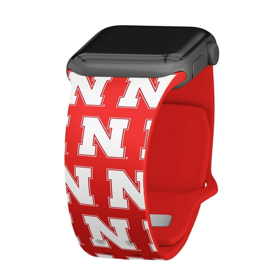 Nebraska HD Repeating Logo Unisex Watch Band for Apple Watch, 42/44/45/49mm(46mm Series 10) Long by Affinity Bands