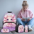 thumbnail image 2 of Yspwyqan Axolotl Backpack Set 4Pcs with Lunch Box Pencil Case Water Bottle Bag, Cherry Blossom Lightweight Girls Backpack Set for Elementary Middle School Travel Hiking, 2 of 7