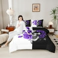 thumbnail image 4 of Manfei Spooky Skeleton Bedding Comforter Set,Gothic Theme Twin Comforter Sets,Purple Flower Floral Bedding Set For Men Women,Super Cozy Room Decor Reversible,2-Piece, 4 of 8