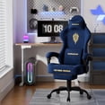 thumbnail image 2 of Huracan Velvet Gaming Chair with Footrest, Adjustable Lumbar Support & Headrest, Ergonomic Reclining Desk Chair for Adults,Blue, 2 of 9