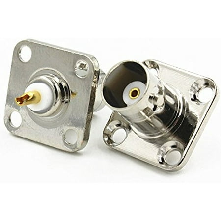 Bnc Chassis Mount BNC Female Jack with 4 Hole Flange Panel Chassis Mount Solder Connector Quick USA Shipping ()