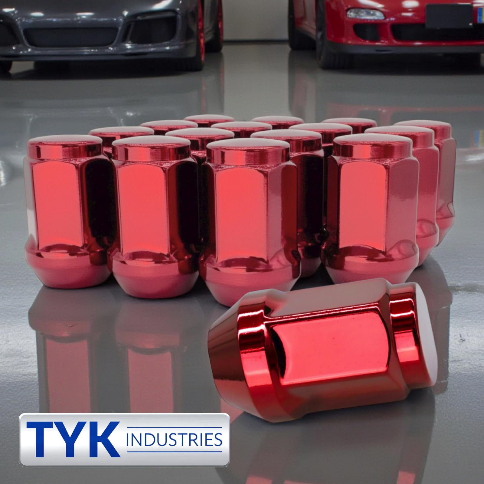 20 Red 1/2 Closed End One Piece Bulge Acorn Wheel Lug Nuts - 3/4, 19mm Hex - 1.38 Inch Tall - Fits Many Boat Trailers, Buick, Cadillac, Chevrolet, Dodge, Ford, Jeep