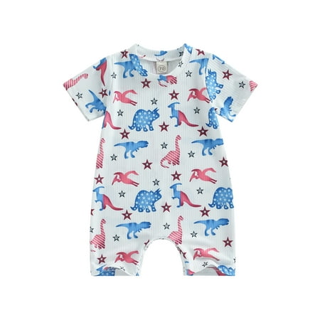 

4th of July Baby Boy Girl Clothes American Flag Short Sleeve Romper Jumpsuit One Piece Bodysuit Memorial Day Outfit