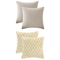 Unique Bargains 4 Pcs Throw Pillow Covers Plush Cushion 16" x 16" Beige