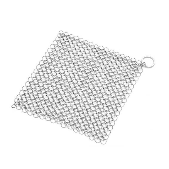 Stainless Steel Chainmail Scrubber for Cast Iron & Cookware Cleaning