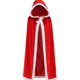 thumbnail image 1 of Xiao Hua Capa de Papá Noel de terciopelo rojo - Capa con capucha de terciopelo y ribete de piel blanca. Disfraz navideño de Papá Noel y Sra. Claus con capucha - Para adultos y niños, 59.06 pulgadas, 1 of 2