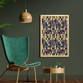 thumbnail image 2 of Retro Wall Art with Frame, Pastel Color Circular Shapes in Squares Mosaic Pattern Modern Geometric Illustration, Printed Fabric Poster for Bathroom Living Room, 23" x 35", Multicolor, by Ambesonne, 2 of 2
