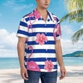 thumbnail image 3 of Fuzoiu Pink Flamingo Print Hawaiian Shirt for Men, Summer Beach Casual Short Sleeve Button Down Shirts, Men’s Beach Summer Shirts with Pocket,X-Large, 3 of 7