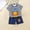 Navy, variant on Honeeladyy Toddler Boys Girls Summer Cute Shorts Set Crew Neck Short Sleeve Printed Tops with Shorts Casual Outfits Orange 6-9 Months