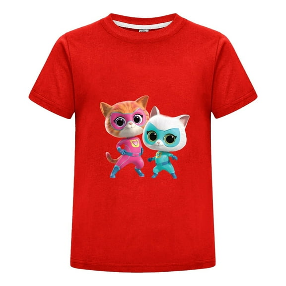 SuperKitties Tee for Toddlers and Kids – Boys Girls Cartoon T-Shirt – Soft Summer Play Top – Fun Cat Hero Print – Casual Outfit for Ages 2 to 12