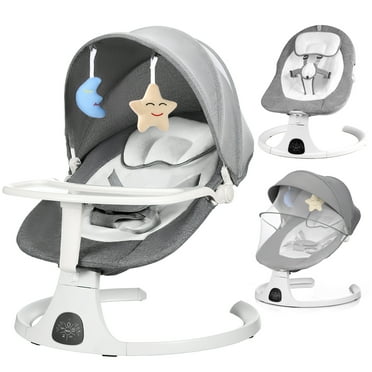 Beefunni Electric Baby Swing for Infants, Portable Swing Baby Bouncer Rocker with Bluetooth, Remote Control, Gray