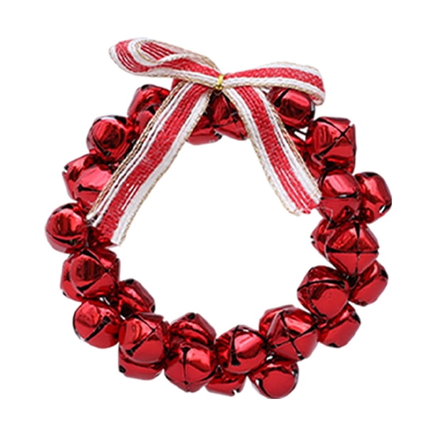 Guirnalda de campanas navideñas, adorno colgante de pared, corona artificial, decoración navideña Rojo