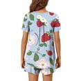 thumbnail image 4 of Viikei Women's Sleepwear Shorts Set Breezy Casual Lounge,Women Casual Round Neck Short Sleeve Blouse Fashion Pants Pajamas Suit Multicolor S, 4 of 6