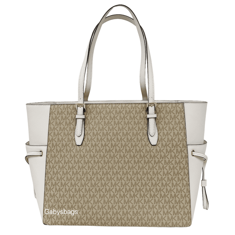  Michael Kors Gilly Large Jet Set Drawstring Top Zip Tote (Light  Cream Miami) : Clothing, Shoes & Jewelry