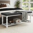 thumbnail image 2 of Dextrus Entryway Shoe Storage Bench for 6-7 Pairs of Shoes, 2-Tier Shoe Bench with Roman Style Legs for Hallway, Mudroom, Dressing Room, Gray & White, 2 of 10