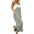 thumbnail image 6 of jsaierl Womens Rompers and Jumpers, Women's Casual Sleeveless Loose Straps Solid High Waist Wide Leg Jumpsuit Rompers With Pocket, 6 of 7