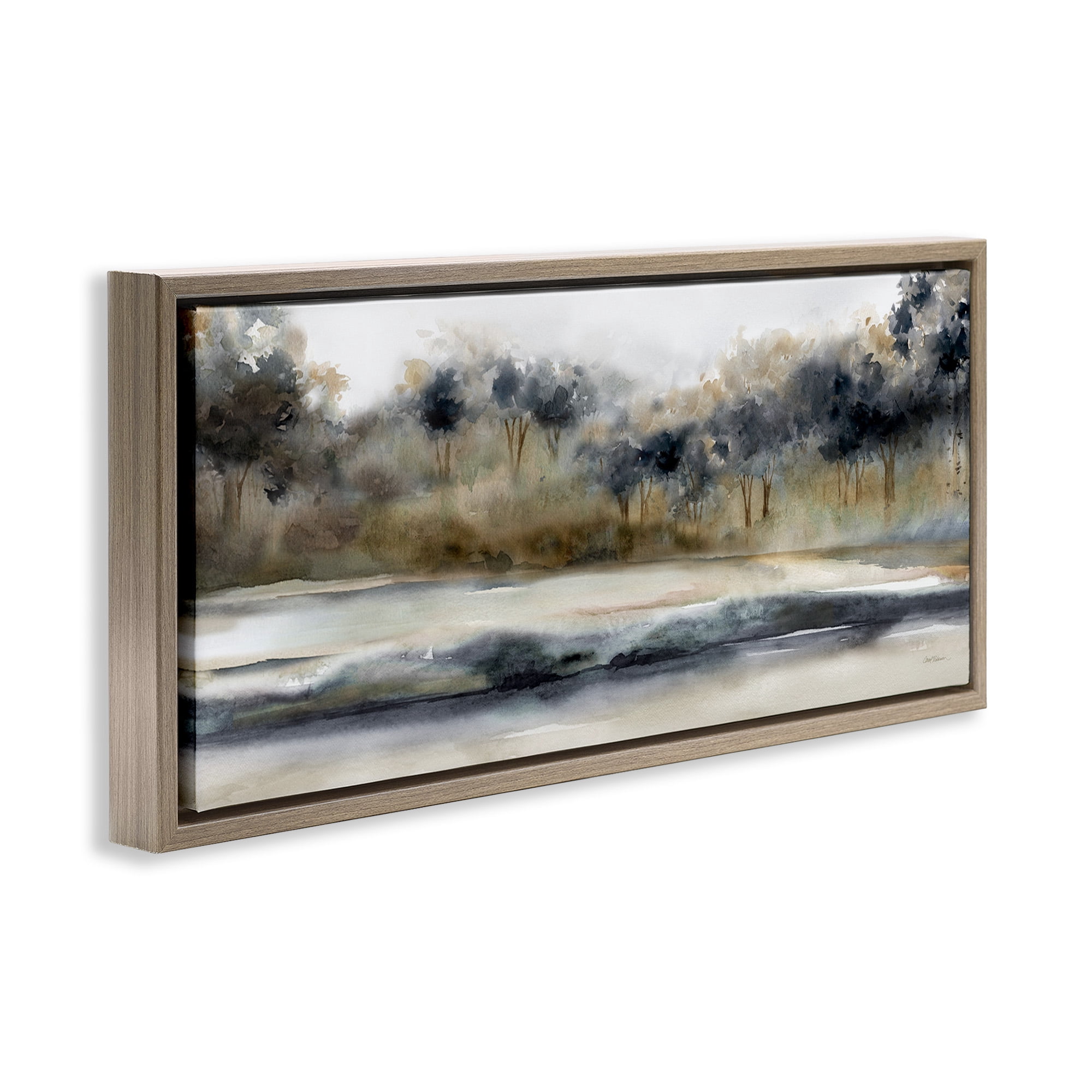 Stupell Industries Abstract Nature Grove Scenery Landscape Painting Brown Floater Framed Canvas Art Print Wall Art, 25 x 11