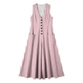 thumbnail image 7 of Qzwdhjm Women's Linen Dress Sleeveless V Neck Maxi Dresses Striped Aline Casual Summer Dress for Beach Party with Pockets, 7 of 7