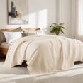 thumbnail image 4 of Exclusivo Mezcla 100% Cotton Waffle Blanket Queen Size for Bed, Lightweight and Breathable Gauze Muslin Blanket for Summer, Moisture-Wicking, Home Decor, 90"x90", Beige, 4 of 8
