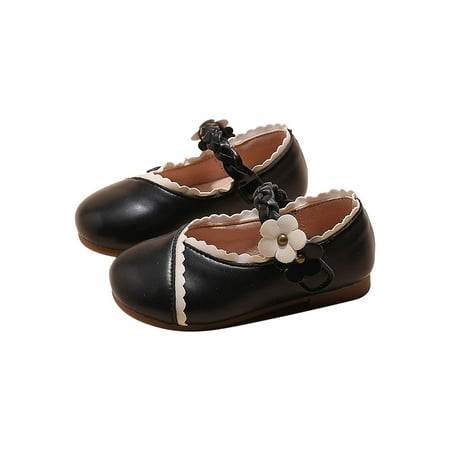 

Shoes Deals Children Kid Baby Girls Solid Flower Student Single Soft Dance Princess Shoes Black Sandals For Kids