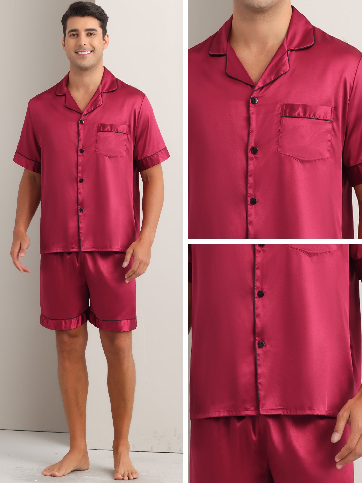 DARING DIVA Men's 2-Piece Short Sleeve Sleepwear Loungewear Pajama XL Red