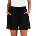 thumbnail image 4 of Costeam Womens Bermuda Shorts All Over Eyelet Lace Fringe Hem Full Elastic Pull On Waist with Side Slip Pockets Loose Straight Knee Length Lightweight Soft Breathable Relaxed Fit, 4 of 8
